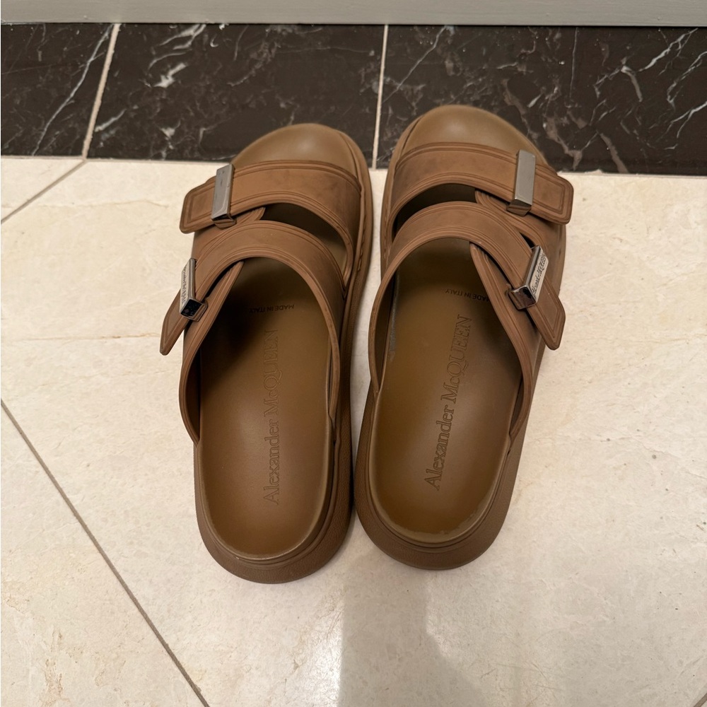 Alexander McQueen Brown Slide Sandals